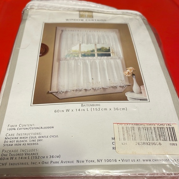 Battenburg Lace One Tailored Valance NIP White - Picture 1 of 3